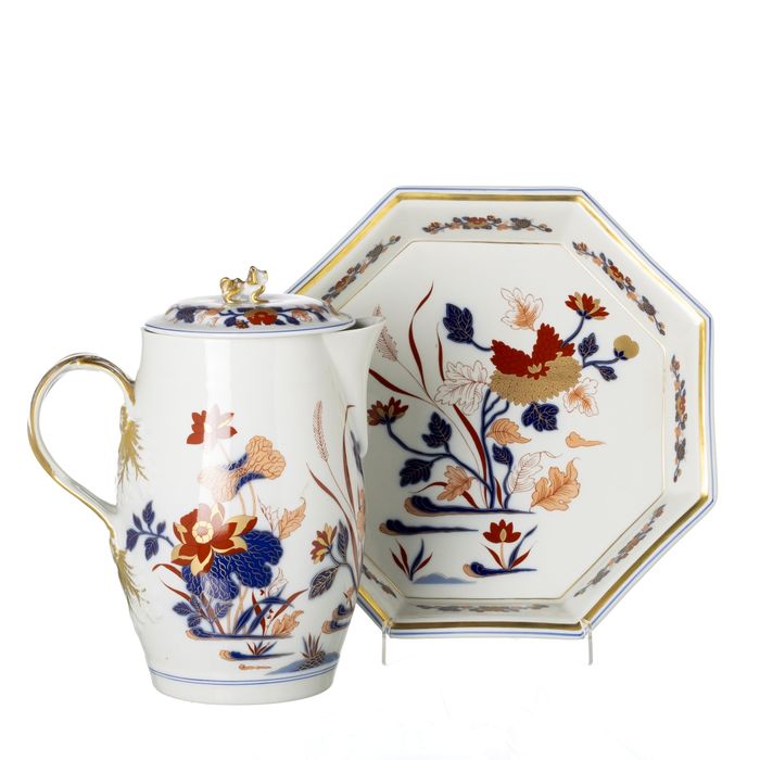 Porcelana - Grande covilhete e caneca com tampa Imari - Vista Alegre