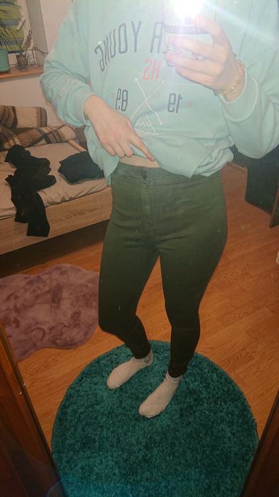 Zielone spodnie skinny wysoki stan*36