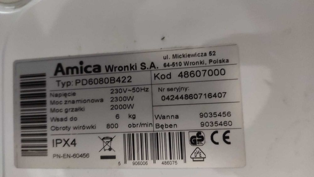 Amica PD6080B422 - pompa odpływowa