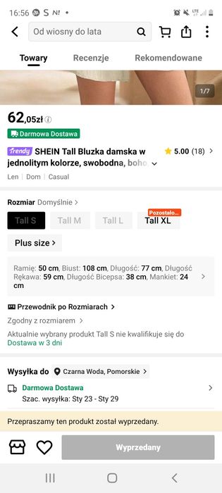 100% len koszula damska rozm. S