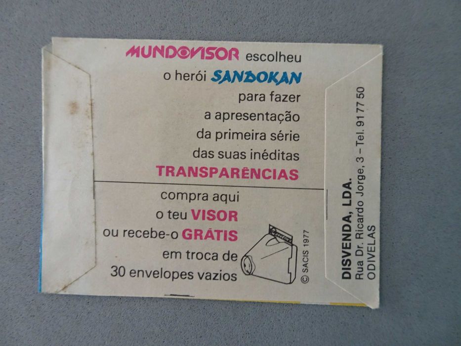 Carteira de cromos fechada Sandokan Transparências 1ª série Mundovisor