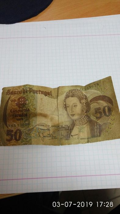 Vendo nota 50 escudos