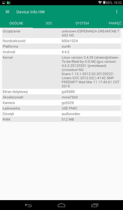 Tablet Esperanza Dream Tab 7" AX2 HD Android 4.4.2 100% sprawny