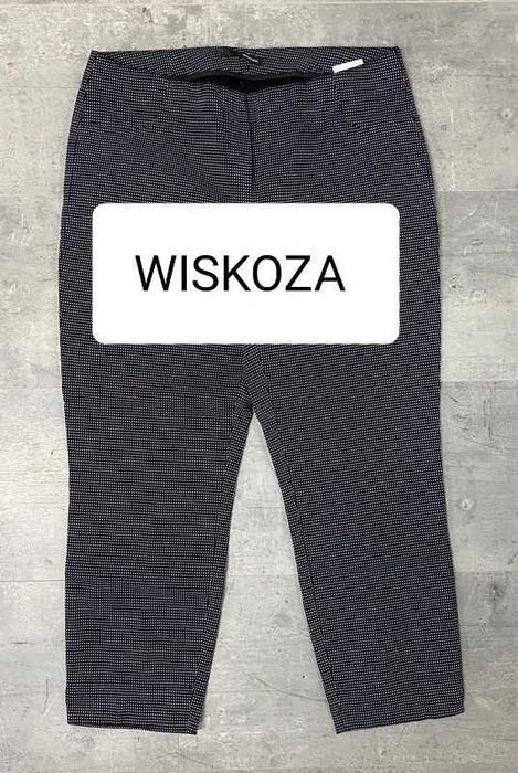 Spodnie cygaretki elastyczne czarne w kropki 44 wiskoza XL-XXL