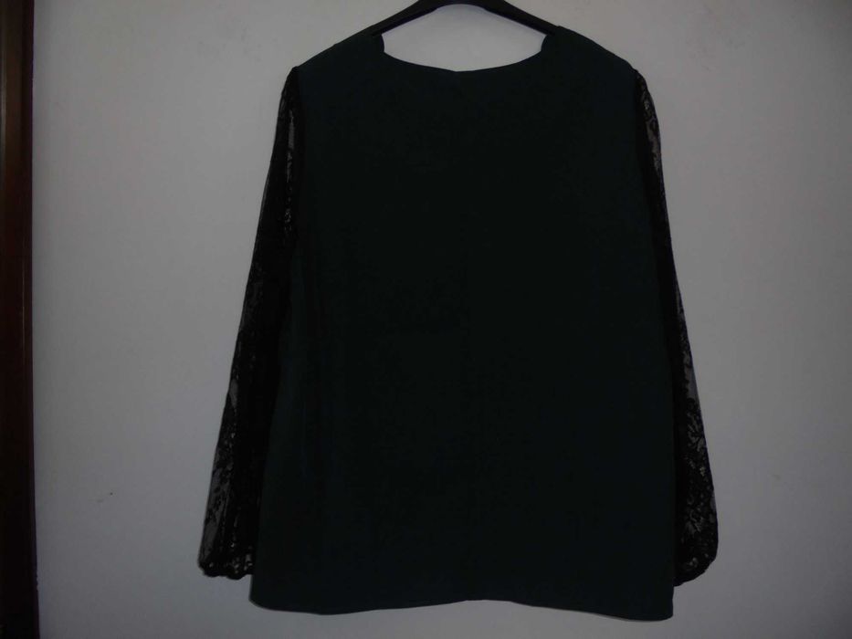 camisola de senhora cor verde com renda