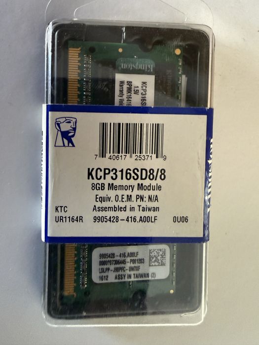 16 GB Ram 2x 8GB DDR3 1600MT/s SODIMM