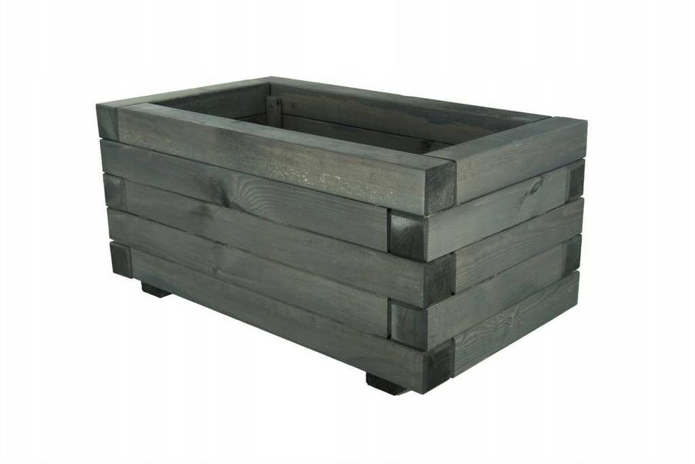 Duża Drewniana Donica Ogrodowa Antracyt 80x47x37,5 cm Wyprzedaż!