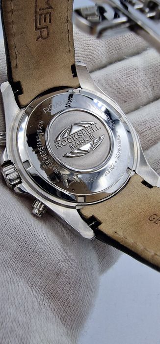 Roamer Rockshell Mark III Chrono - szafir, skóra,  Swiss Made