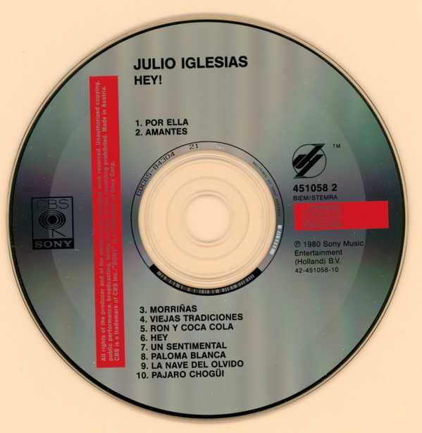 Julio Iglesias - Hey - CD - como NOVO