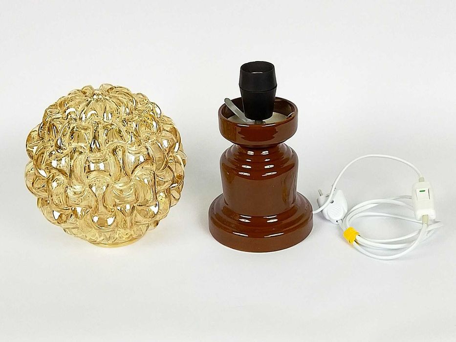 Lampa stołowa porcelanowa PRL retro vintage midcentury space age