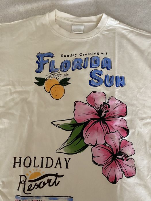Bluzka Zara 140 bawełniana Florida Sun kremowa stan bardzo dobry