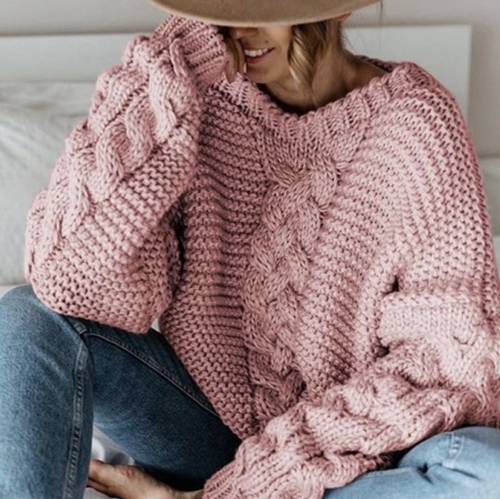 Gruby damski sweter pleciony Dolce Diva Zara warkocz UNI chaos