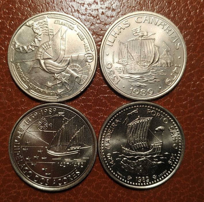 Portugal-4 moedas de 100 escudos-II série dos Descobrimentos 1989/90