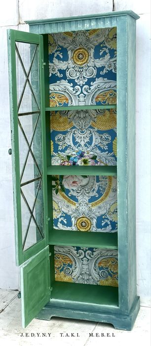 Witrynka/biblioteczka vintage turkus shabby chic