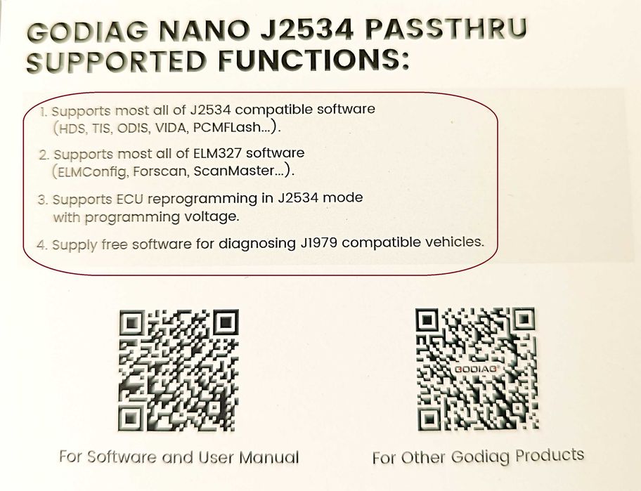 Godiag J2534 NANO Forscan i inne
