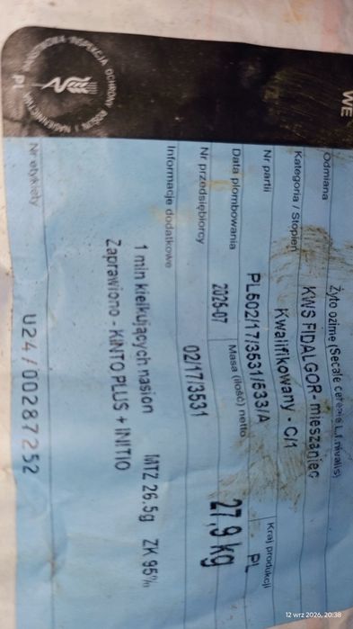 Żyto hybrydowe KWS FIDALGOR