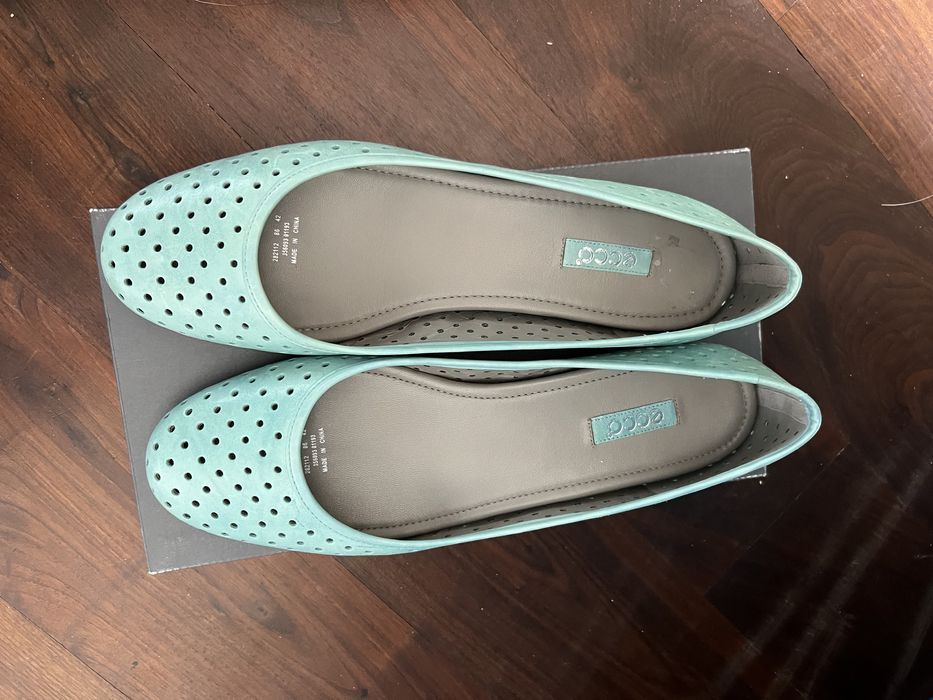 Piękne baleriny Ecco 42 turkus