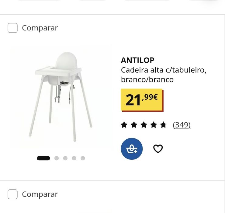 Cadeira de refeição com mesa ikea para bebé