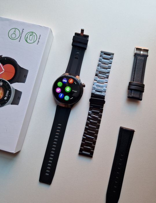 Smartwatch okrągły nowy, komplet