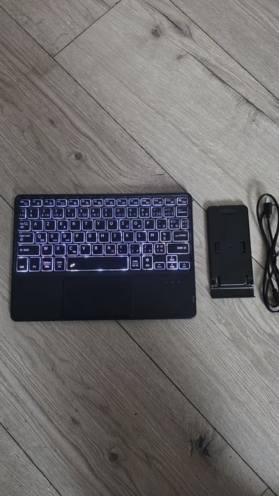 Bezprzewodowa klawiatura Bluetooth z podświetleniem, klawiatura AZERTY