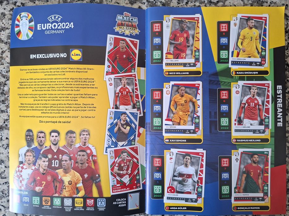 Caderneta completa cartas Euro 2024