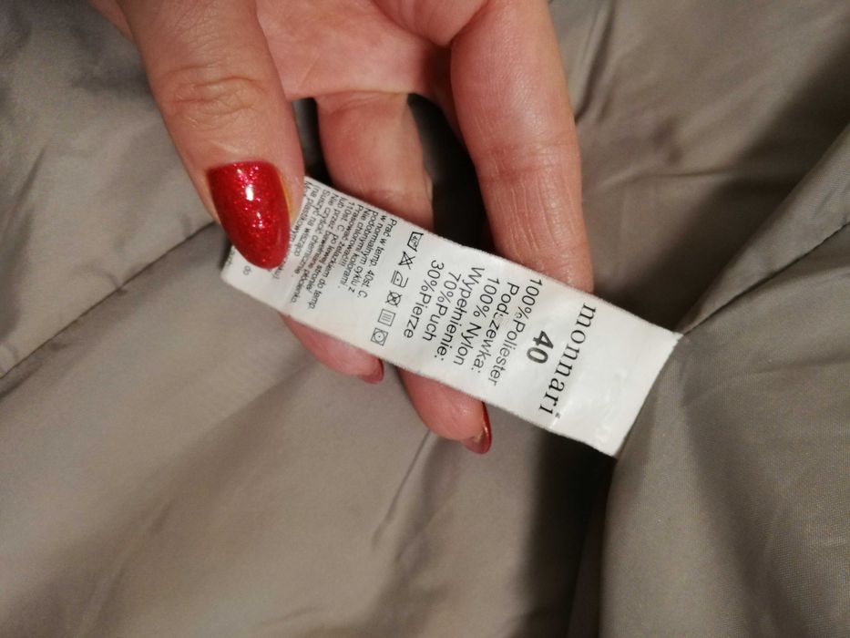 parka puchowa Monnari L 40 płaszcz puchowy Monnari L 40 szara