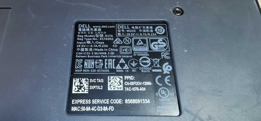 Stacja Dell WD15 UDB-C Kompatybilna z Lenovo/HP #002