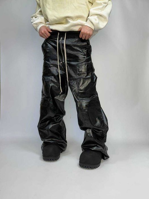 Rick Owens Bella cargo leather штаны джинсы кожаные opium archive