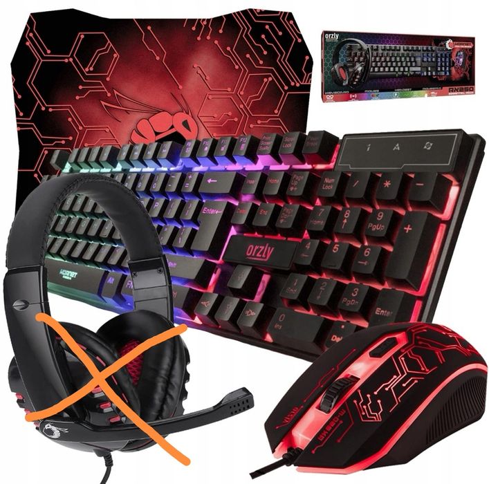 Zestaw Klawiatura I Mysz Orzly Czarny brak słuchawek