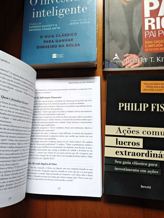 Lote 6 Livros Investimento e Literacia Financeira - Kiyosaki, Graham, Fisher