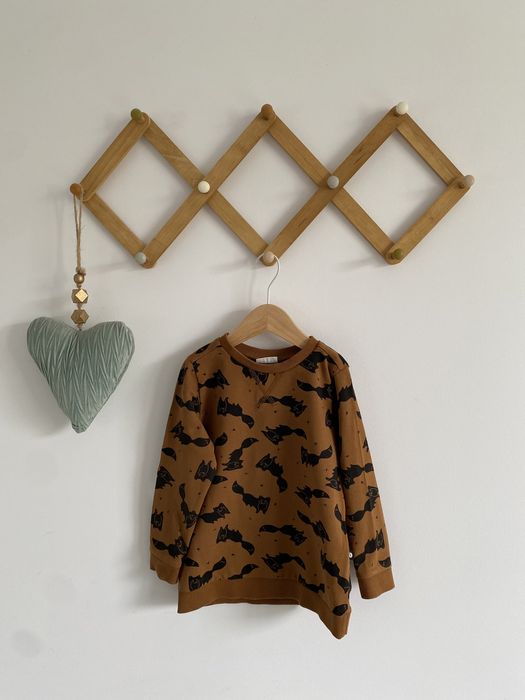 Bluza Pompdelux 98 beżowa musztardowa  w lisy czarne