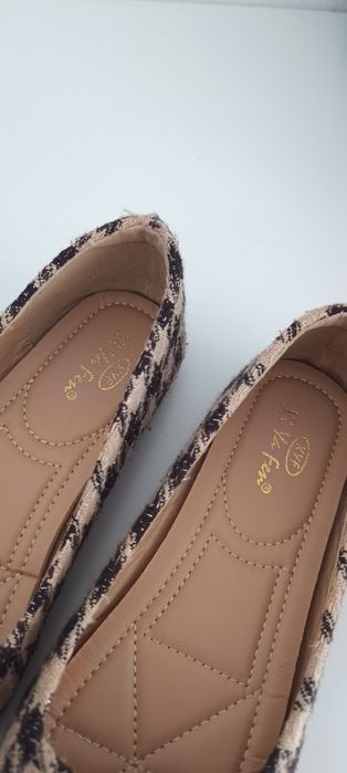 Buty damskie balerinki 37 w kratkę pepitke