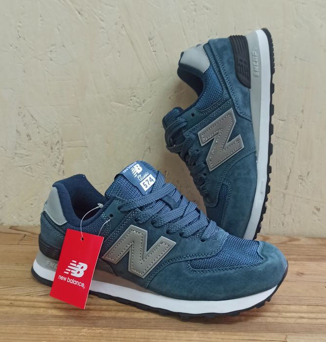 New Balance 574 кроссовки женские синие натуральная замша