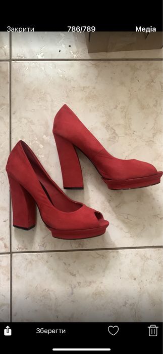 Червоні жіночі туфлі Parfoise на стійкому каблуку