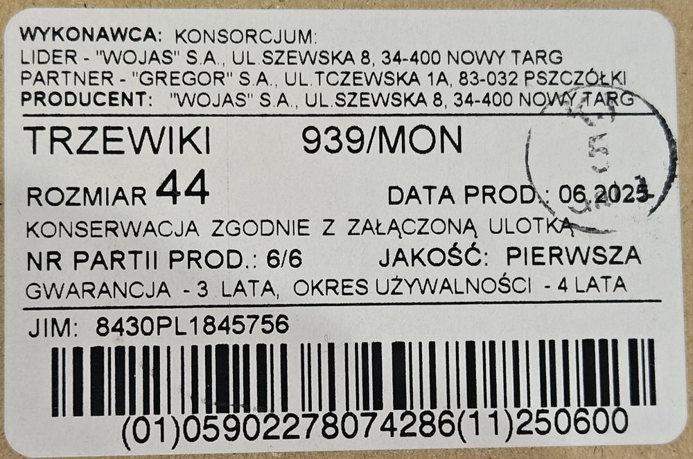 Buty wojskowe 44r 939/Mon Wojas