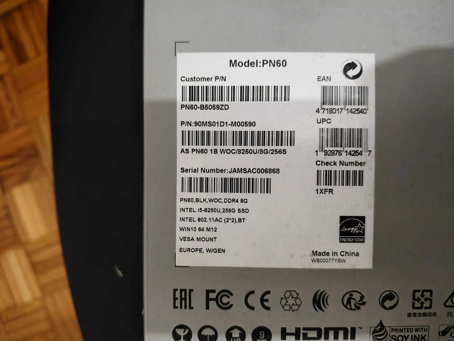 PC ASUS PN60-B5059ZD+ Teclado e rato HP