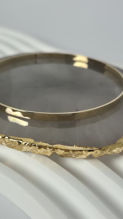 Nowa złota bransoletka bangle sztywna gładka p. 585