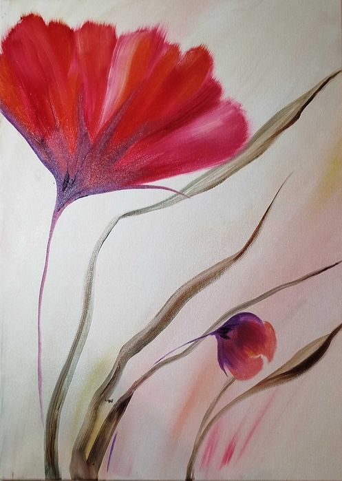 kwiaty , obraz olejny, 70x50