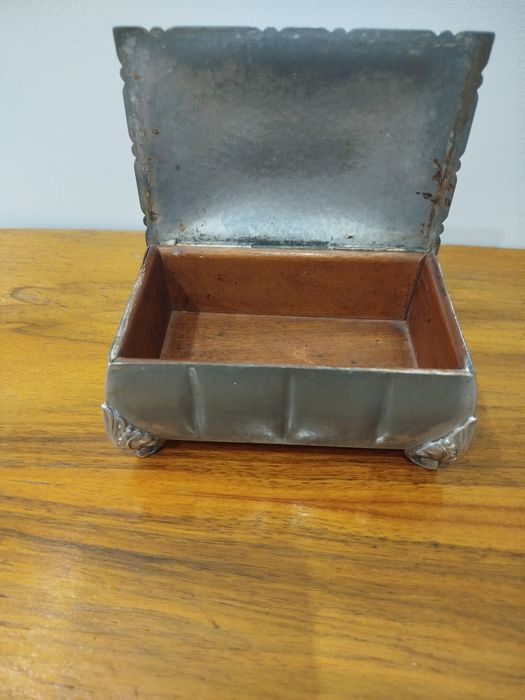 Stara szkatułka puzderko GEROTIN Gero Art Deco cynowa cyna humidor