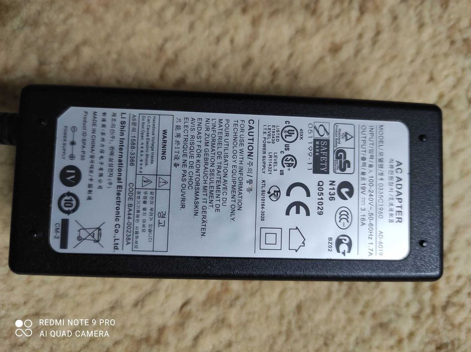 Оригінальний блок живлення Samsung AD-6019 (SPA-P30)
