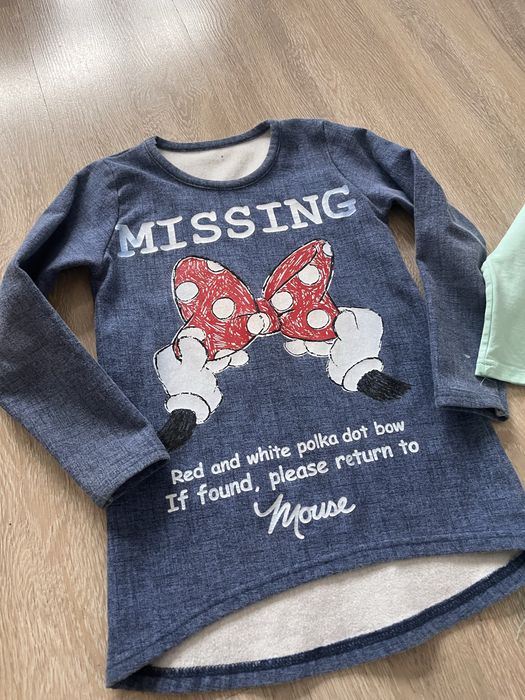 Komplet zestaw 110-116 dwie długie bluzy dziewczęce myszka minnie