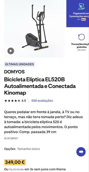 Bicicleta Eliptica Auto Alimentada