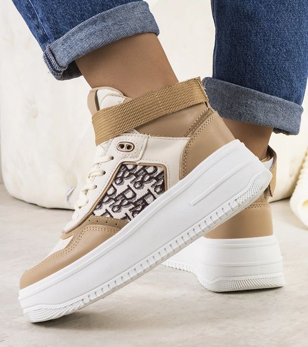 Beżowe wysokie sneakersy za kostkę Adolis