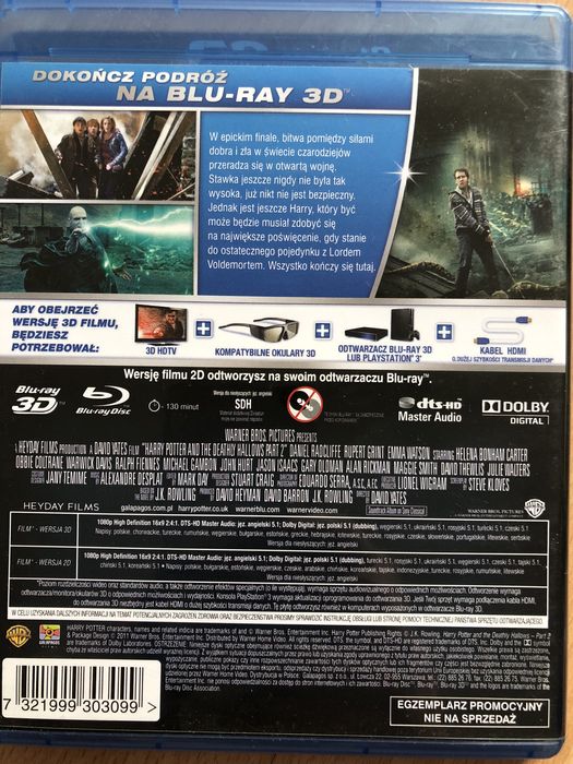Harry Potter 3D i blue ray Insygnia smierci cz 1 i 2