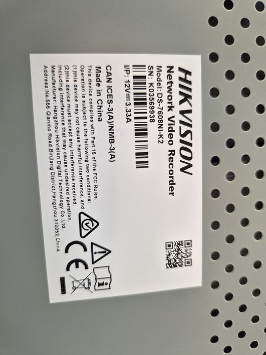 Hikvision DS-7608NI-K2 – rejestrator NVR plus dysk WD 2T