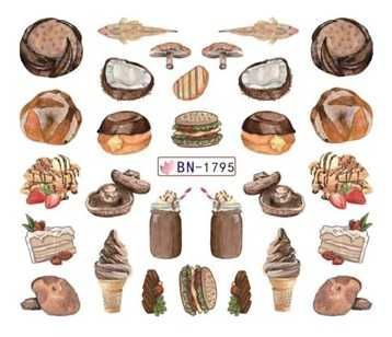 bn1795 naklejki wodne jedzenie deser lody czekolada