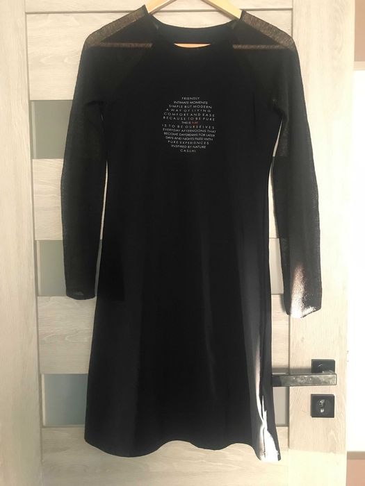 Sukienka czarna inspired by nature casual  PURE S/M