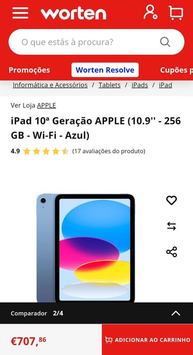 Ipad 10 de 11 polegadas Apple, 256gb igual a pro