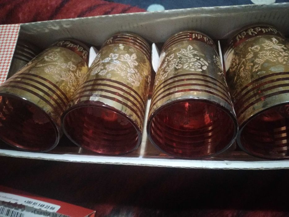 Стакани в позолоте цветноє стекло Радянських Грузия