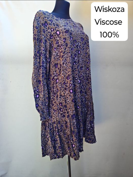 Vero moda stylowa sukienka 100% wiskoza panterka L